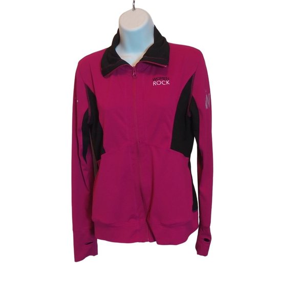 Women Rock Wear Jackets & Blazers - Women Rock Wear Full Zip Collared Black/Pink Activewear Jacket Women's Sz. S